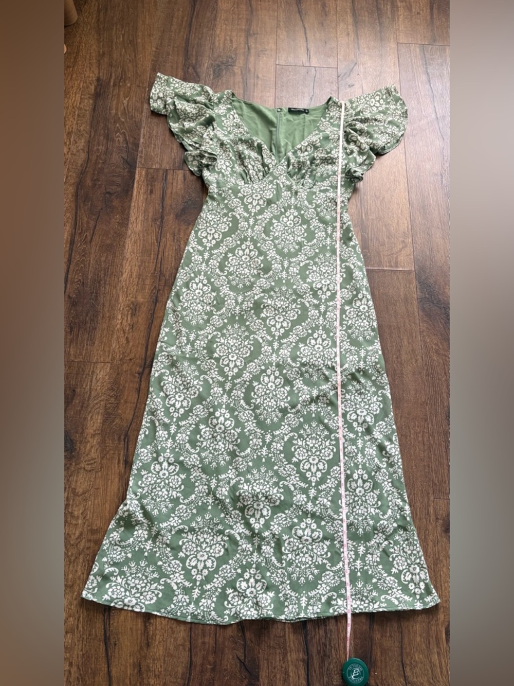 Abercrombie & Fitch Ruffle Sleeve Maxi Dress, Green, L - Picture 13 of 16